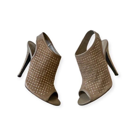 Jenni Kayne Gauntlet Studded Suede Slingback Sandals, Taupe, Size 38EU, New in B - Picture 2 of 15